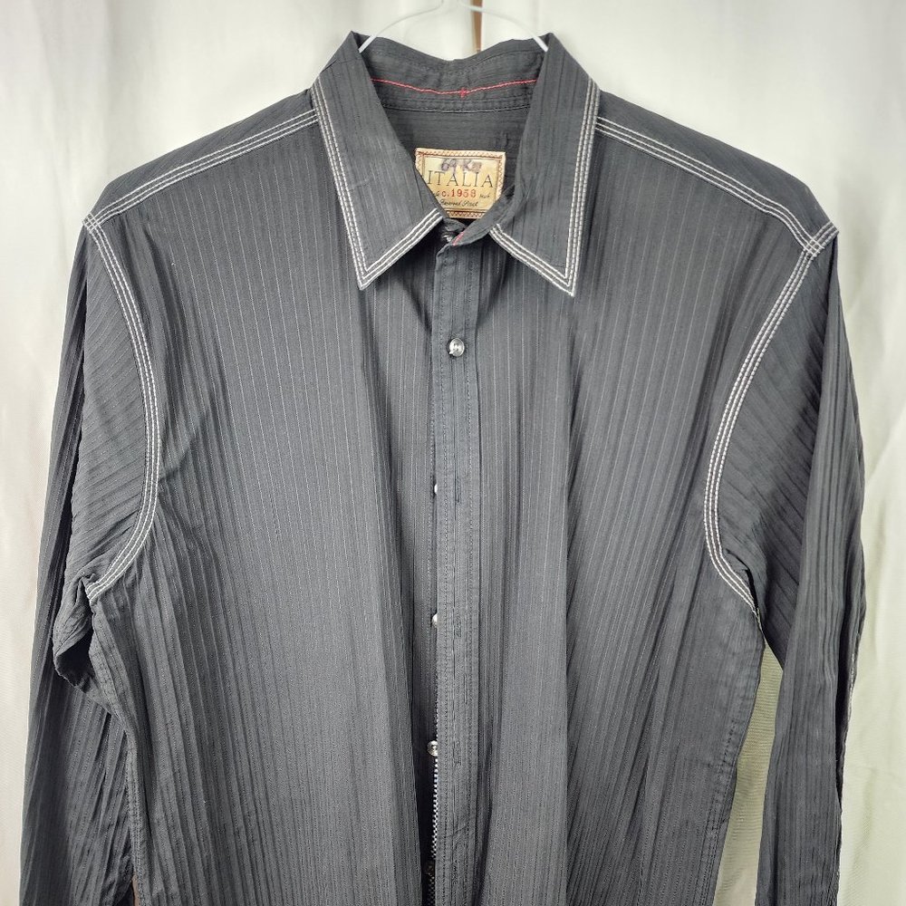 Italia reserved stock black with white piping, size Large.